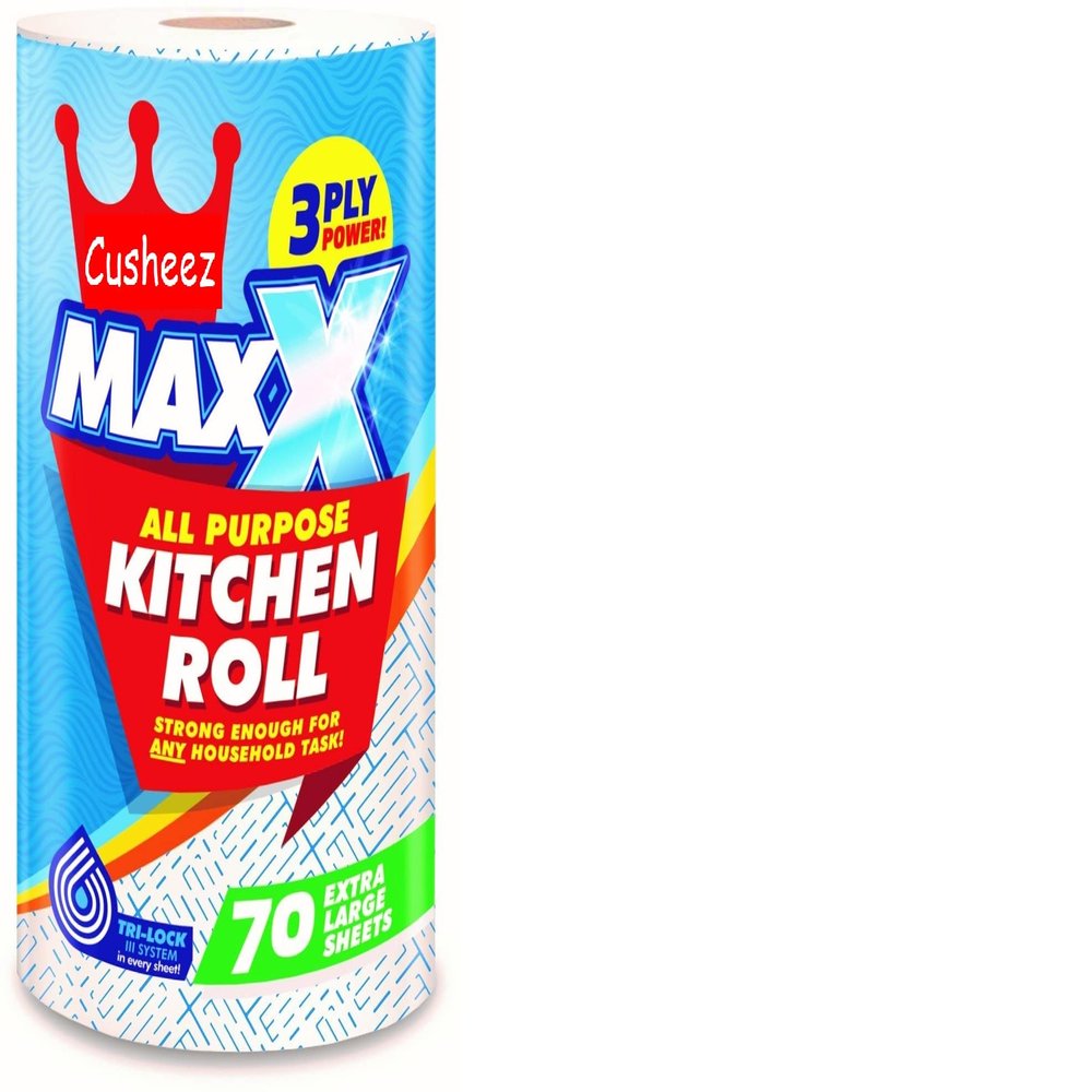 Cusheez All Purpose Super Strong Absorbent Kitchen Roll Towel 3ply Power 70 Large Sheets (12)
