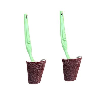 2 PCS Comfortable Grip Long Handled Washing Brush, Indoor Kitchen Push Broom Scrubbing Brush Sink Cleaning Emery Cloth Brush(Green, Emery)