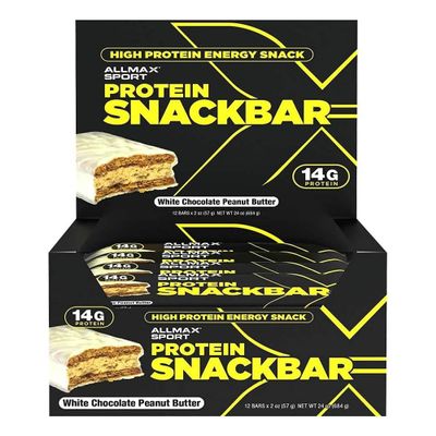Allmax Snackbar Bar White Chocolate Peanut Butter Heaven Tray of 12
