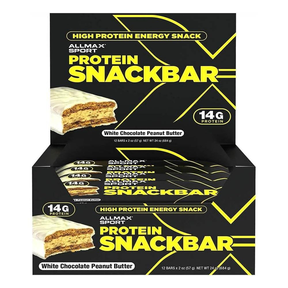 Allmax Snackbar Bar White Chocolate Peanut Butter Heaven Tray of 12