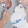 SZXMDKH Denture Bath Case with Cleaner Brush, Blue, Denture Holder, Travel Retainer Cleaning view 2