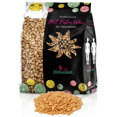 Hot Wax Beads for Hair Removal, Gold Hard Wax Stripless Film Wax for Full Body, Face, Legs, Armpits, Bikini Line and Brazilian, Vegan Hypoallergenic Colophonium Free, Dermawax, Made in Italy, 500g
