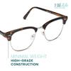 2SeeLife Premium Half Rim Reading Glasses Women & Men - Fits all Face Shapes, Metal & Sturdy Readers, Spring Hinges, Brown Tortoise, +1.25 view 2