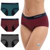 INNERSY Period Pants for Women Washable Menstrual Underwear Light Flow Leakproof Briefs Pack of 3 (8, Marl Grey/Burgundy Red/Lake Blue) view 1