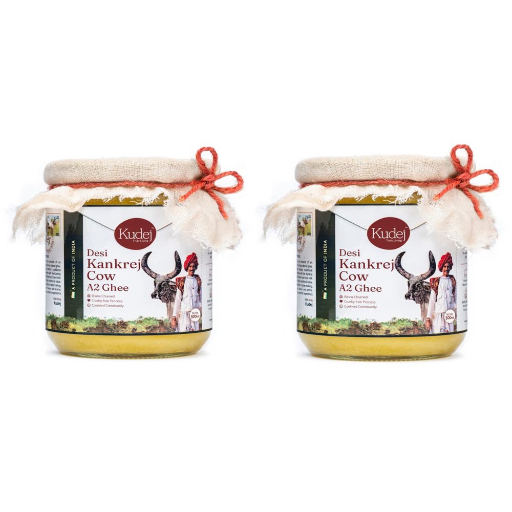 Kudej Desi Kankrej Cow A2 Ghee 1000ml, Pack Of 2