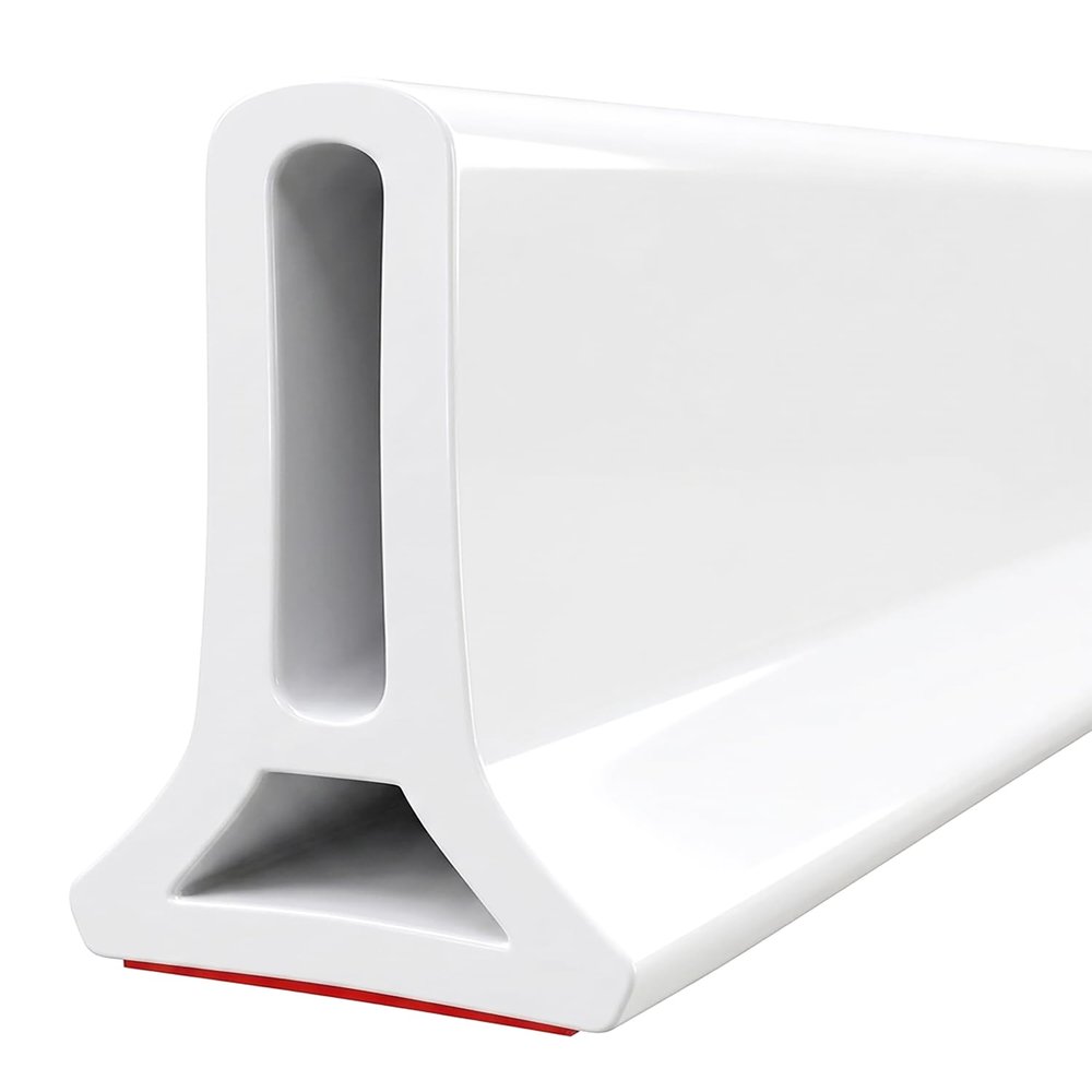 118Inch Collapsible Shower Threshold Water Dam Shower Barrier Water Stopper Shower Water Guard To Keep Water In Shower Dry And Wet Separation Bathroom And Kitchen Wheelchair Accessible (9.85ft) White