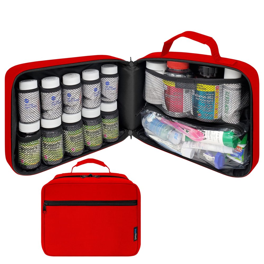 StarPlus2 Large Padded Pill Bottle Organizer Pill Bag Pill Bag Travel Pouch for Medicine Vitamins and Medical Supplies - Home Storage & Travel -