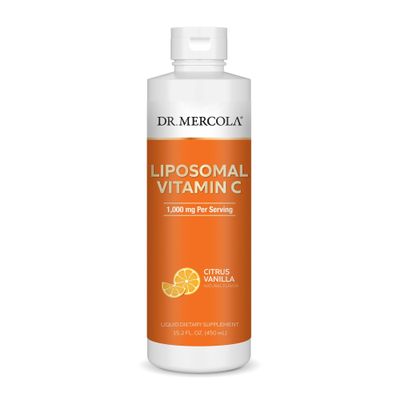 Dr. Mercola Liposomal Vitamin C, 1,000 mg per Serving, Liquid Dietary Supplement, 15.2 Fl. Oz (450 mL), Citrus Vanilla Natural Flavor, Non GMO, Gluten Free, Soy Free