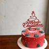 Merry Christmas Cake Topper Red Glitter Christmas Tree Topper Xmas Holiday Cake Picks for Christmas Party Birthday Wedding Decorations By GotGala view 3