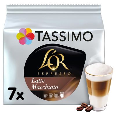 Tassimo L'OR Latte Macchiato Coffee Pods, Pack of 7
