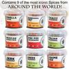 Nature Kitchen Around The World Gourmet Seasoning Gift Set 9 Spice Pots Perfect for At Home Friends and Family dining. Thai, Mexican, Piri Piri, Greek, Shawarma, Italian view 2
