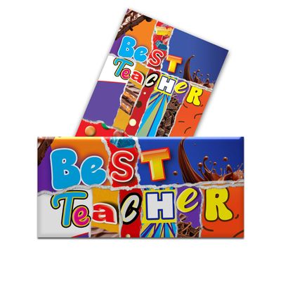 2 x Best Teacher Chocolate Novelty Wrappers Insults Joke Fathers Day Love Gift Present Rude Funny (Chocolate BAR NOT Included)