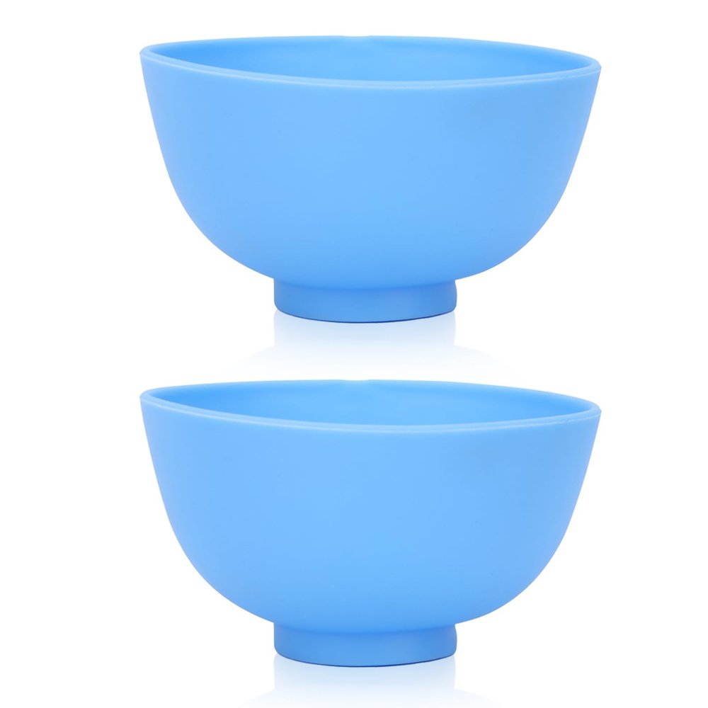2pcs Silicone Mixing Bowls, Non-Slip Flexible Rubber Bowl for Mixing Facial Mask Dental Gypsum Plaster, 12 x 12 x 7cm (Large)