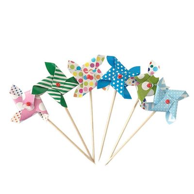 Onsinic 24 Pcs Mini Windmill Cupcake Picks Lovely Cake Toppers for Baby Shower Wedding Party Cake Baking Decorations