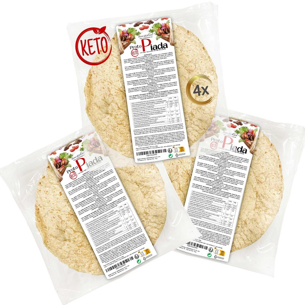 Keto Protein Wraps Line@ - 0,3g Sugars, 8,8g Protein per wrap - Tortillas Keto Snack, high Protein, Low Calories (12 Wraps (3 pack, 480g))