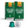 Dimello Velluto Lungo Capsules Compatible with Nespresso (20 Capsules)- Mild & Aromatic Arabica and Robusta - 2x10 Ground Coffee Capsules view 1