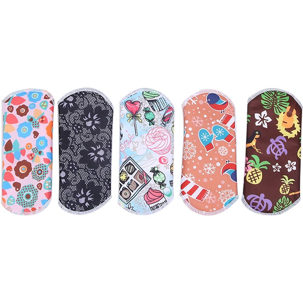 5 Pack Reusable Menstrual Pad, Waterproof Bamboo Charcoal Fiber Cloth Washable Women Sanitary Pad (6.5 x 6.5in) - More Comfortable, Economical and Ecological(#2)