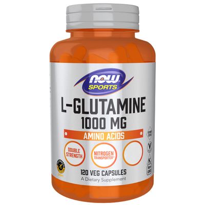 Now Foods, L-Glutamine, Double Strength, 1.000mg, 120 Capsules, Lab-Tested, Amino Acid, Gluten Free, Soy Free, Non-GMO