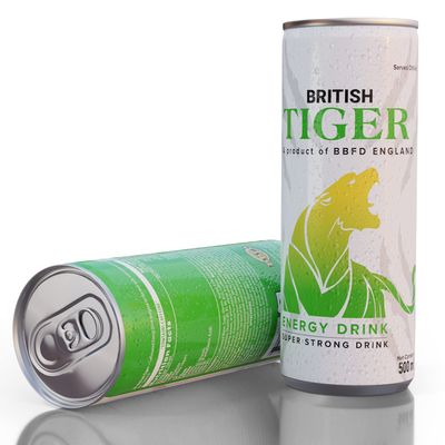 British Tiger Original Energy Drink (Green) 250ml (Pack of 24 x 250ml) - Tropical Fruit Flavour, with a more dominant Banana note (than the usual Tropical Flavour)