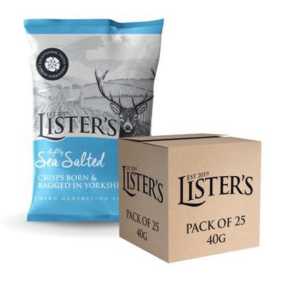 Listers - Lightly Sea Salted Crisps - Crisps Multipack, Multipack Crisps, Crisps Share Bag, Ready Salted Crisps - Vegetarian Potato Snacks - 40g x 25