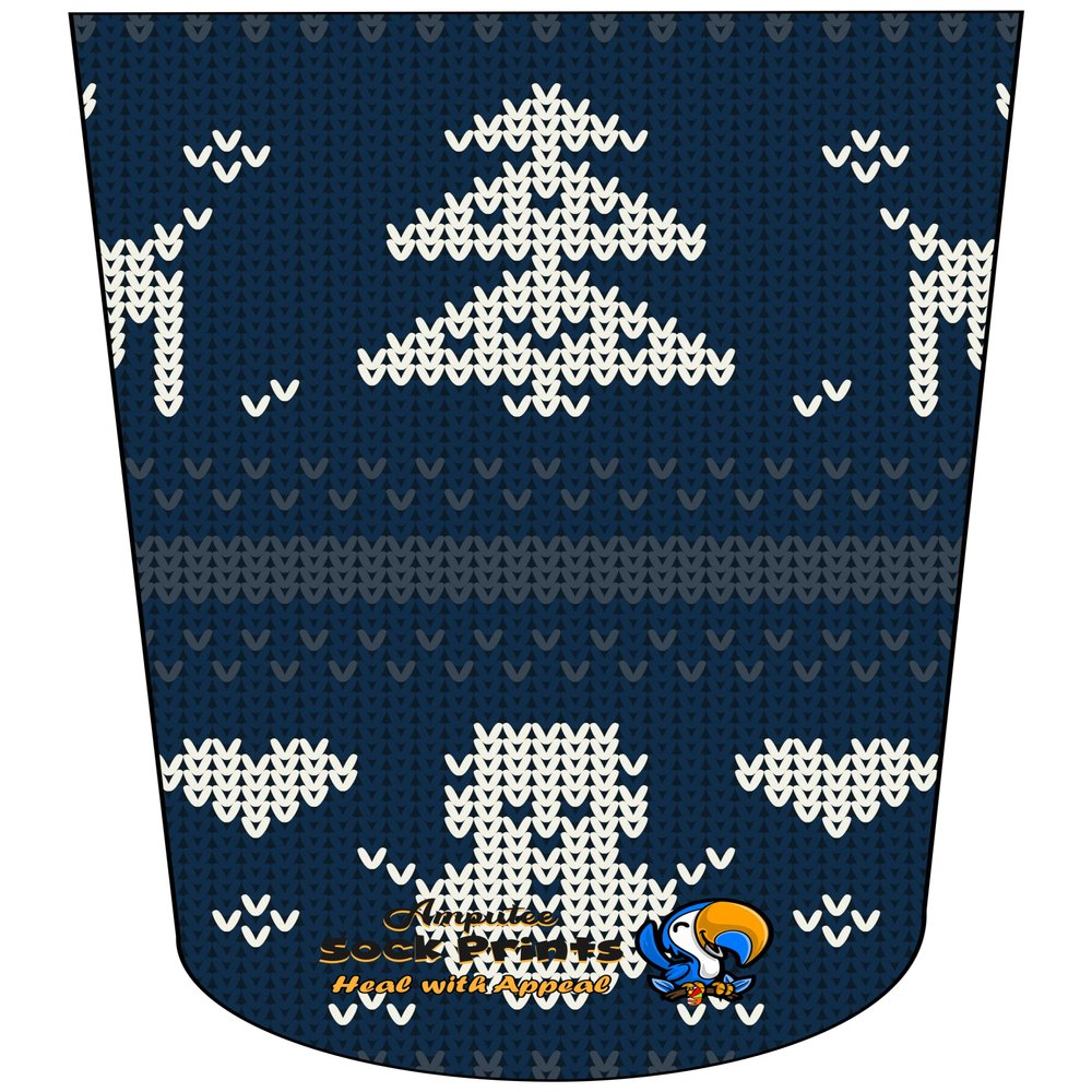 Amputee Sock"Knitted Look Blue Sock Tree V1"