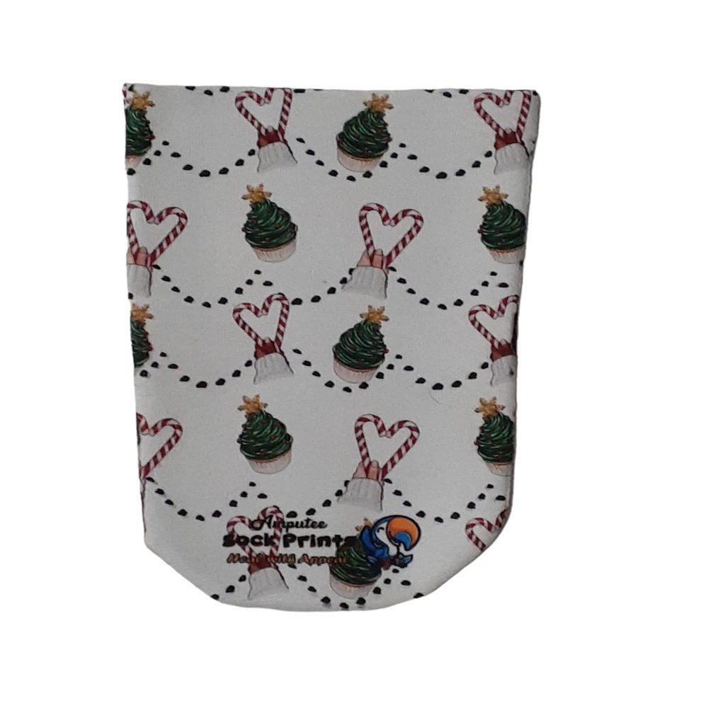 Amputee Sock"Christmas Candy Cane Hearts"