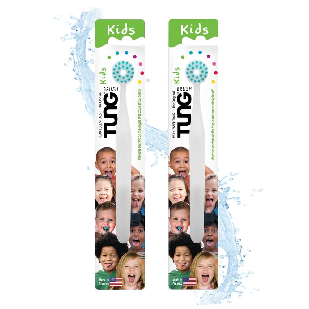 Tongue Cleaner for Kids, Childs Tongue Scraper, Kids Tongue Brush, Childrens Tongue Cleaner Brush, Tongue Scrubber, Made in America, Set of 2 (Colour of the Tung brushes may vary)