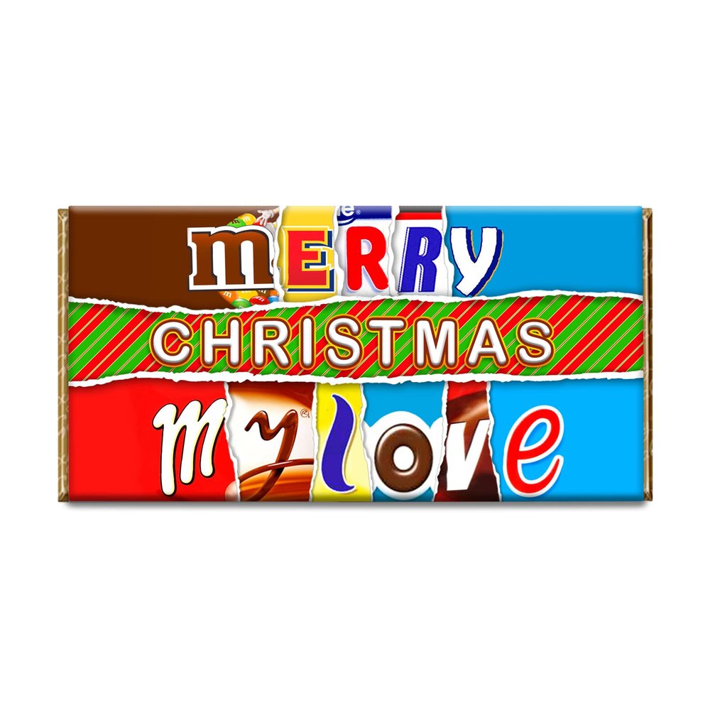 Merry Christmas My Love Novelty Chocolate Bar Wrapper Gift Present for Xmas #461 (without chocolate)