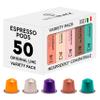 BrewBlack Variety Pack - 50 Aluminium Coffee Pods Compatible with Nespresso Original line - Medium & Dark Roast Coffee Capsules Made in Italy