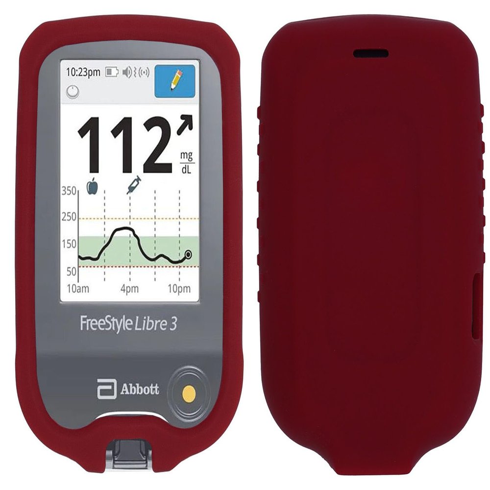 Premium Silicone Soft Case for Freestyle Libre/Freestyle Libre 2 (Continuous Glucose Monitor) (RED)