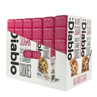 Diablo No Added Sugar Cookies, Chocolate Chips & Cranberry Low Sugar Snacks, Cookies Biscuits for All, Sweetened with Maltitol, Ideal for Gifting, Festive Hampers & Holiday Events 135g Pack of 1
