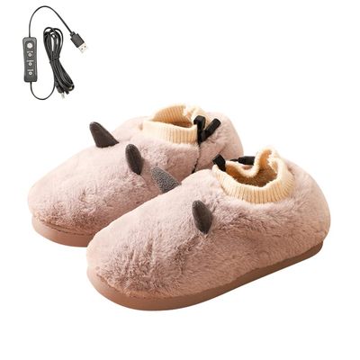 USB Electric Heating Slippers Foot Warmer, Soft Plush Winter Heating Slippers, Winter Office Heating Shoes Electric Heating Shoes Feet Pad to Keep Feet Warm