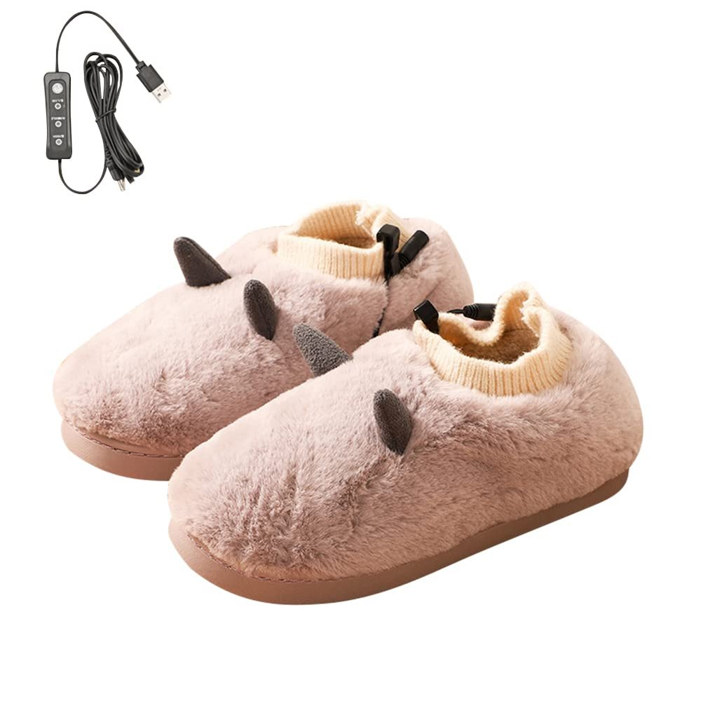 USB Electric Heating Slippers Foot Warmer, Soft Plush Winter Heating Slippers, Winter Office Heating Shoes Electric Heating Shoes Feet Pad to Keep Feet Warm