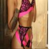 Chemises & Negligees Lace Underwear, Eyelashes, Lace Three-Point Style Rose Red view 3