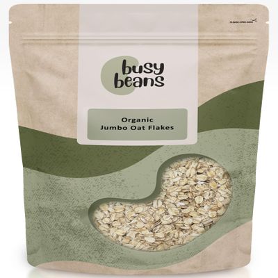 Organic Jumbo Oat Flakes (Porridge) - Certified Organic - by Busy Beans Organic (500g)