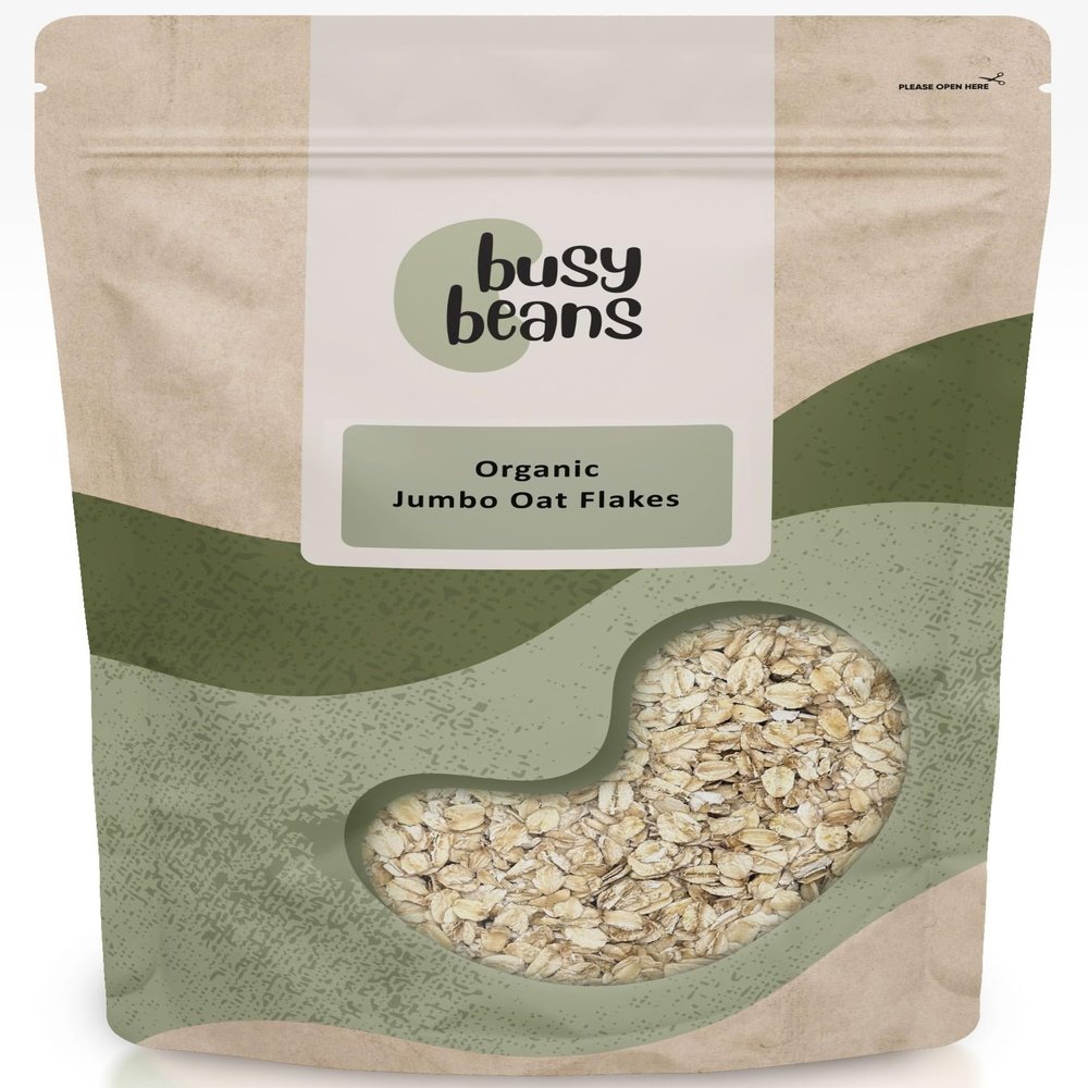 Organic Jumbo Oat Flakes (Porridge) - Certified Organic - by Busy Beans Organic (500g)
