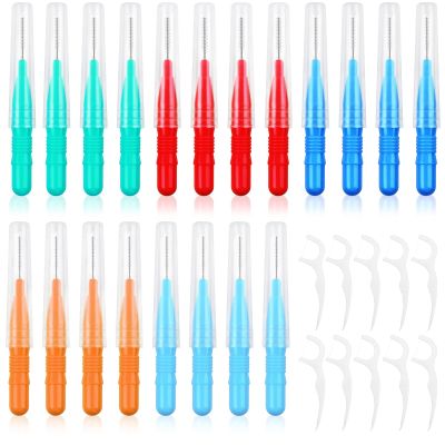 Interdental Brushes, Soft Dental Brushes, Dental Floss Brush, Mini Teeth Brushes, for Cleaning Gaps Between Teeth (0.8mm, with Floss Picks) (0.8mm, 40)