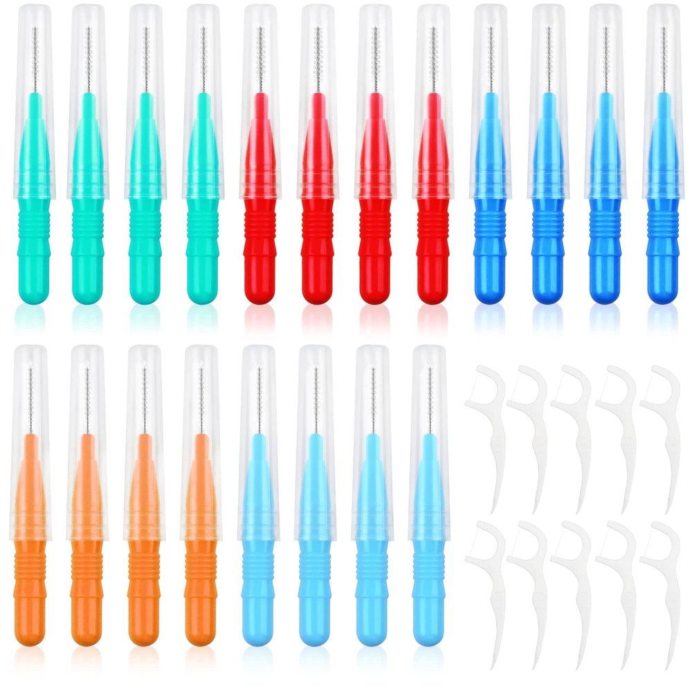 Interdental Brushes, Soft Dental Brushes, Dental Floss Brush, Mini Teeth Brushes, for Cleaning Gaps Between Teeth (0.8mm, with Floss Picks) (0.8mm, 40)