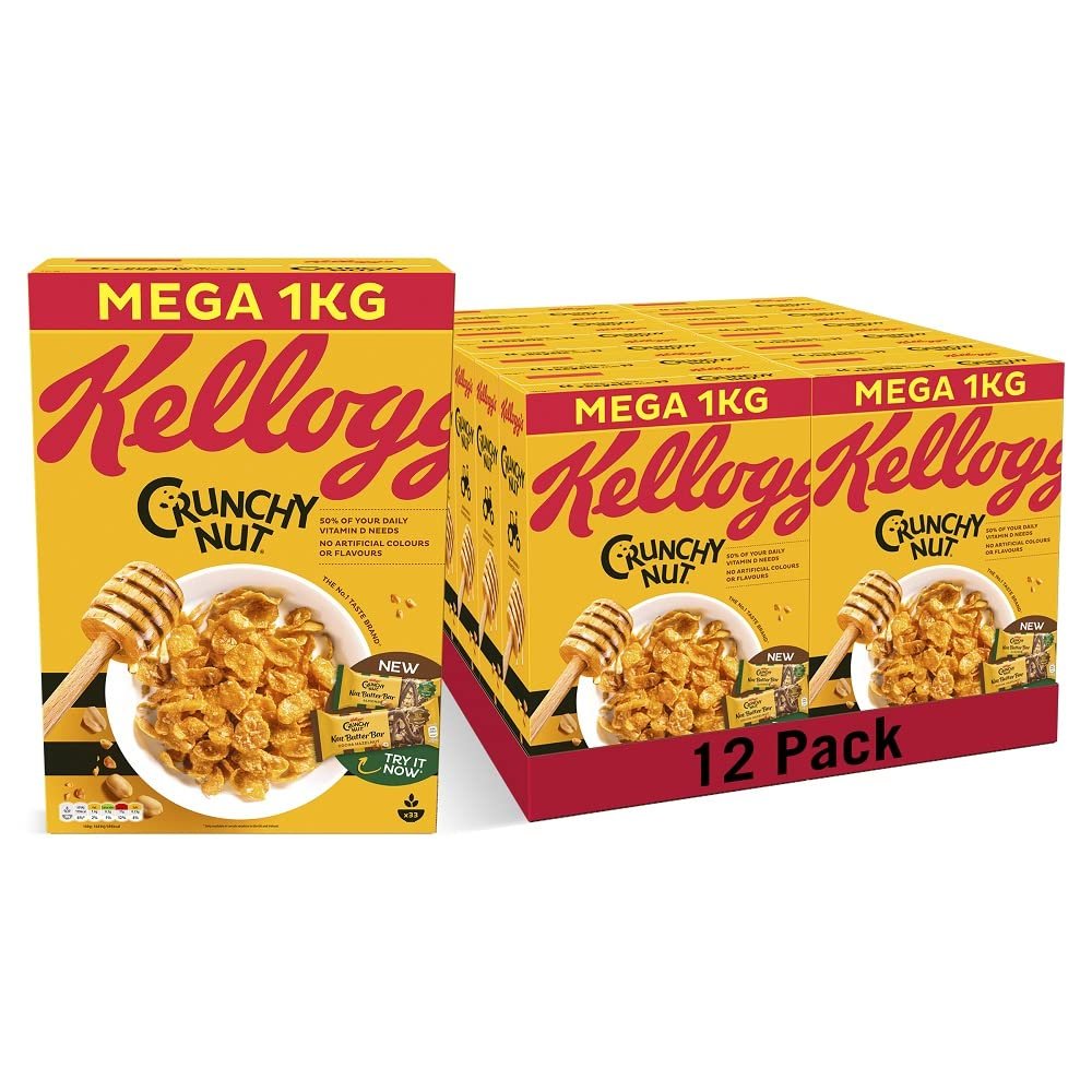 Kellogg's Crunchy Nut Breakfast Cereal Big Boxes, 12x1 kg
