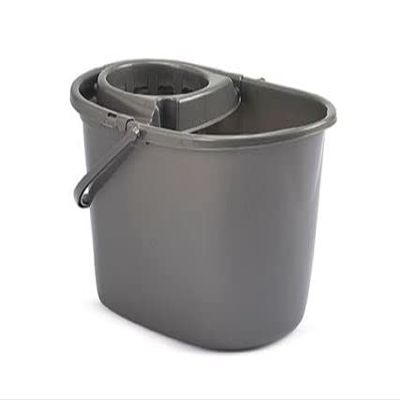 15Lt Durable Plastic Mop Floor Cleaning Bucket w/Detachable Strainer in Choice of Colours (Grey) (Grey)