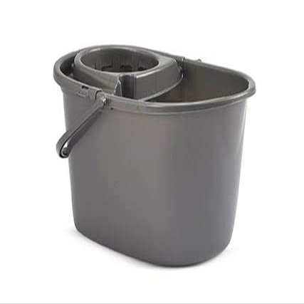 15Lt Durable Plastic Mop Floor Cleaning Bucket w/Detachable Strainer in Choice of Colours (Grey) (Grey)