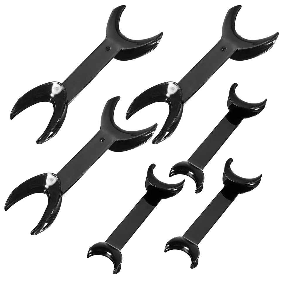 6 Pcs Dental Retractor, T-Shape Dental Cheek Retractor 3 Large Size+3 Small Size Double Head Mouth OpenerSurgical Retractor for Teeth Whitening Dental Orthodontic Tool (Black)