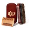 Beard Brush, 100% Boar Bristle Natural Black Walnut Wood Beard Comb Hair Mustache Shaving Brush Facial Hair Brush view 1