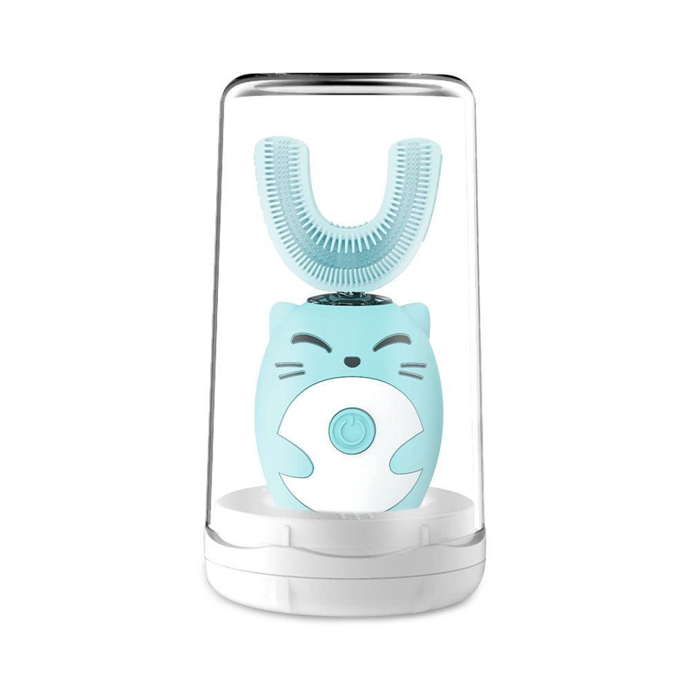 Ergocar Ultrasonic U-Shaped Kids Electric Toothbrushes, Cartoon Soft Children's Automatic Toothbrush, USB Charger, 360 Whitening, IPX7 Waterproof, 3 Modes for 7-15 Ages
