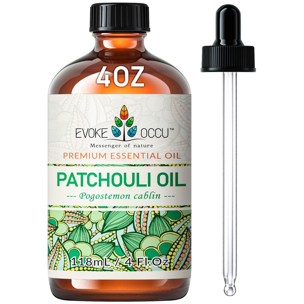 EVOKE OCCU Patchouli Essential Oil 118ml, Natural for Skin, Diffuser, Aromatherapy, Perfume, Massage, Hair, Soap Making