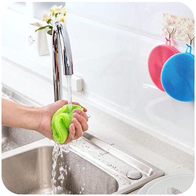 1 Pcs Silicone Dish Washing Brush Bowl Pot Pan Cooking Tool Cleaner Sponges Scouring Kitchen Accessories Random Color