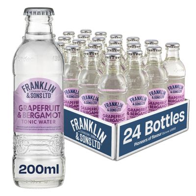 Franklin & Sons Grapefruit & Bergamot Tonic Water | 24 x 200ml Bottle Case | Natural Grapefruit and Bergamot flavours | Lake District Water | Bursting With Flavour | Premium Mixer | Flavoured Tonic |