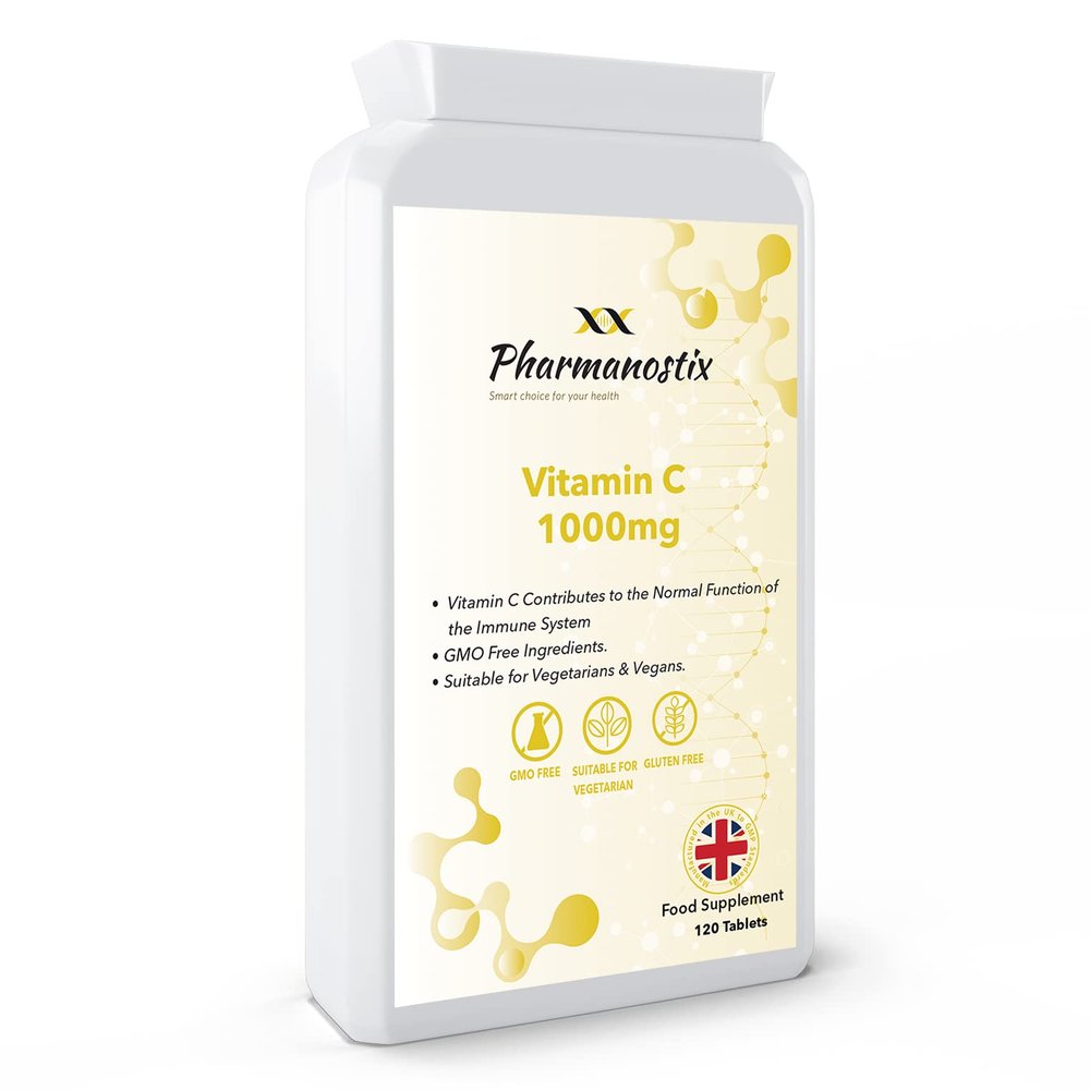 Vitamin C 1000mg (1 Gram) 120 Tablets  4 Months Supply -Healthy Immune System- Antioxidant contributing to The Reduction of Tiredness and Fatigue Manufactured in The UK by Pharmanostix