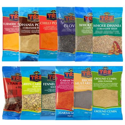 PNS Premium Indian Spice Kit - 8 Essential Indian Spices - Premium Quality - Perfect Refill for Kitchen Spice Tins, Masala Dabba (PREMIUM SPICE KIT, 100 g (Pack of 12))