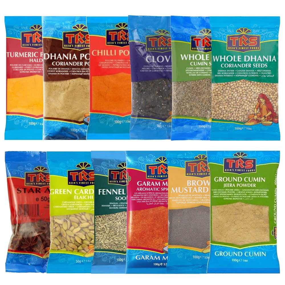 PNS Premium Indian Spice Kit - 8 Essential Indian Spices - Premium Quality - Perfect Refill for Kitchen Spice Tins, Masala Dabba (PREMIUM SPICE KIT, 100 g (Pack of 12))
